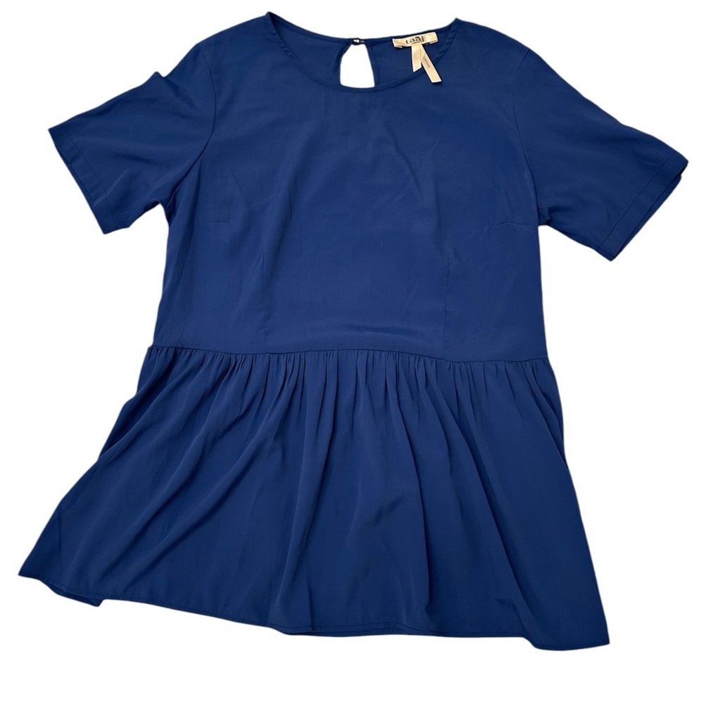 Taaj Blue Short Sleeve Peplum Top